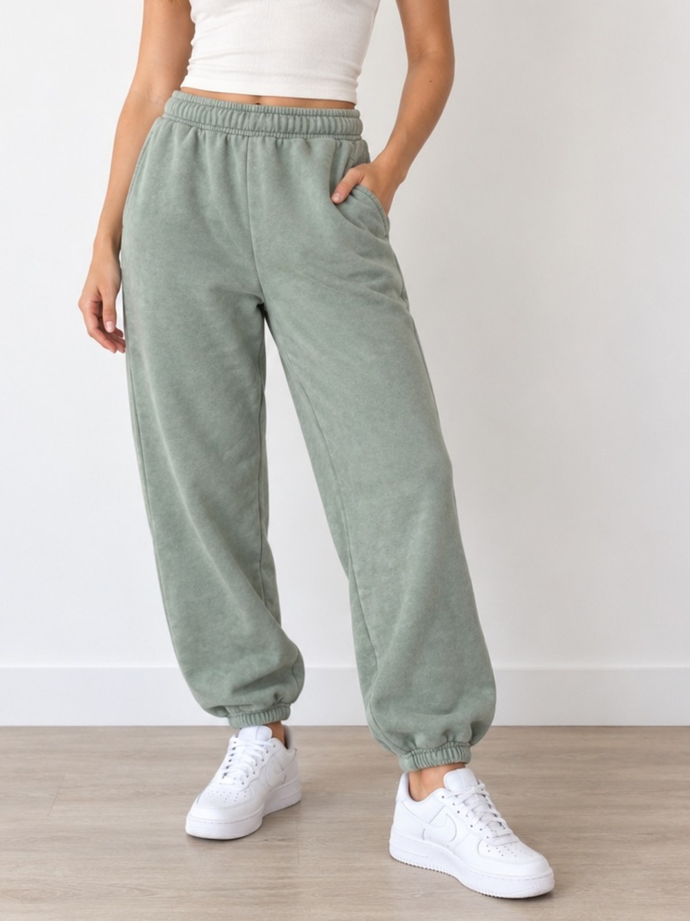 TNA Cozy Fleece Mega Sweatpants XXS‎ Sage Green Joggers Minimalist